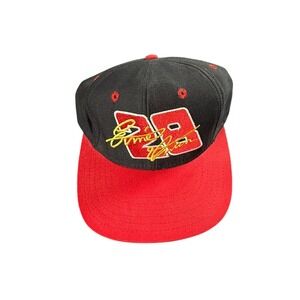 Vtg Ernie Irvan 28 Black Red Snapback Made In USA Nascar
